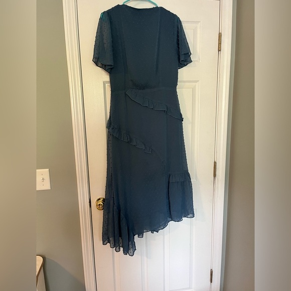 Lulu's Blue Asymmetrical Ruffled Wrap Dress - Picture 6 of 13